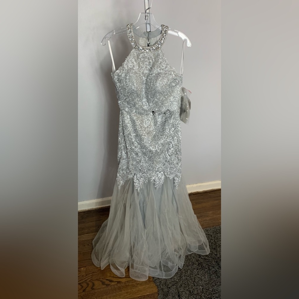 Dave & Johnny Silver Two Piece Dress